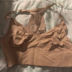 Aerie Tan Bralette with Adjustable Straps and Soft Texture